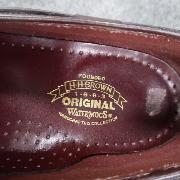 HH Brown Shoes Mens 9 Loafer Tassel Dress Handcrafted Water Mocs Leather Vintage - Picture 9 of 16